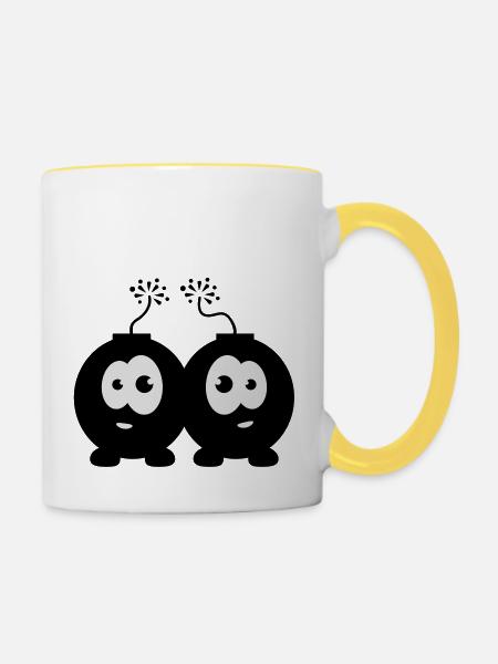 bomb_pair_c2 - Tasse zweifarbig - Weiß/Gelb