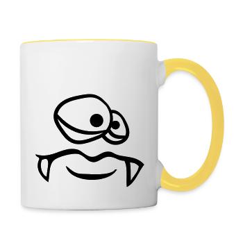 face head monster funny boese dangerous clip - Contrasting Mug - white/yellow - Right