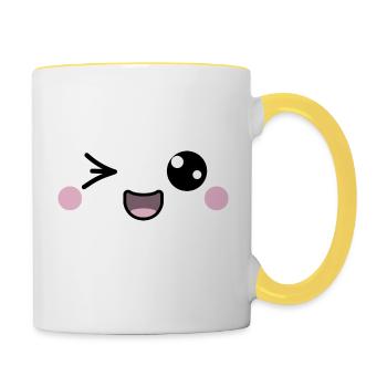 Zwinkern - Tasse zweifarbig - Weiß/Gelb - Rechts