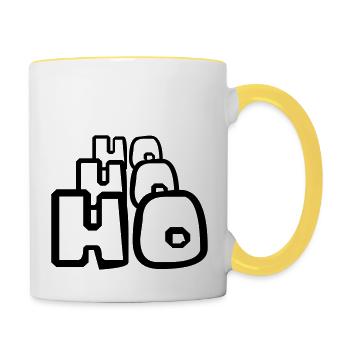happy ho ho ho noël santa nololaus w - Mug contrasté - blanc/jaune - Droite