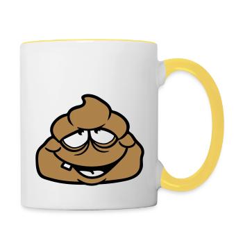 shit kot disgusting face heap haeufchen shit - Contrasting Mug - white/yellow - Right