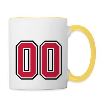 00 sports jersey football number - Tasse zweifarbig - Weiß/Gelb - Rechts