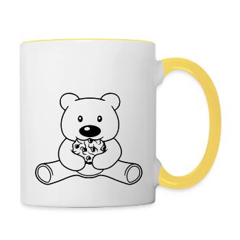 eat cookie biscuit hunger delicious nibble baer sues - Contrasting Mug - white/yellow - Right