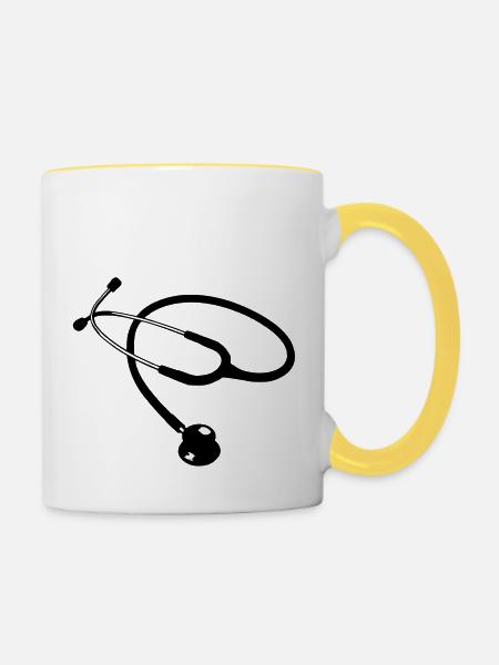Stethoskop Arzt - Tasse zweifarbig - Weiß/Gelb