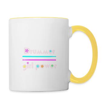 Drummer girlpower pink - Contrasting Mug - white/yellow - Right