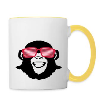 monkey_shades_op2 - Contrasting Mug - white/yellow - Right
