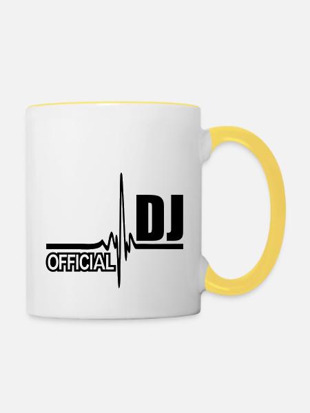 official dj - Tasse zweifarbig - Weiß/Gelb