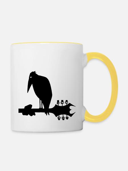 Die Metalheads Krähe - Tasse zweifarbig - Weiß/Gelb