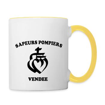 Pompier de vendée - Mug contrasté - blanc/jaune - Droite