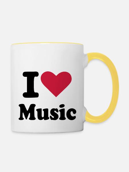 Musik - Tasse zweifarbig - Weiß/Gelb