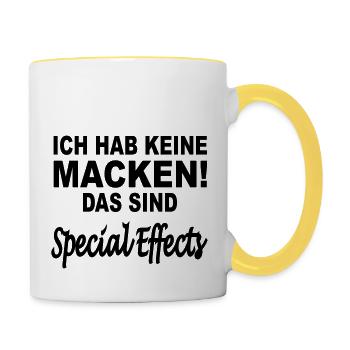 ich hab keine macken - Tasse zweifarbig - Weiß/Gelb - Rechts