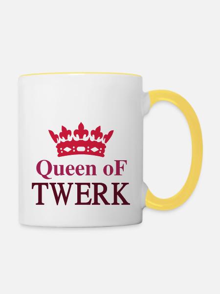 Queen of TWERK - Tasse zweifarbig - Weiß/Gelb