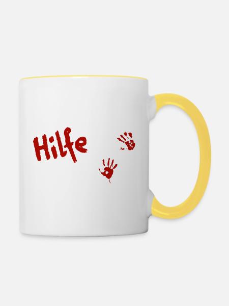 Hilfe Graffiti - Tasse zweifarbig - Weiß/Gelb