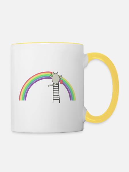 Regenbogen - Tasse zweifarbig - Weiß/Gelb