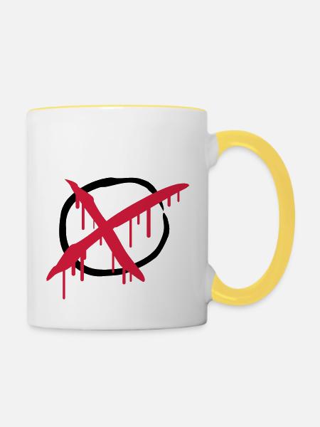 X - Tasse zweifarbig - Weiß/Gelb
