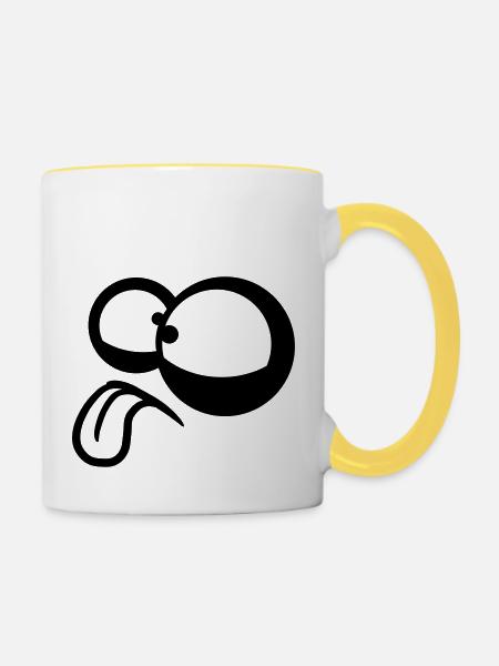 Crazy Comic Eyes - Tasse zweifarbig - Weiß/Gelb