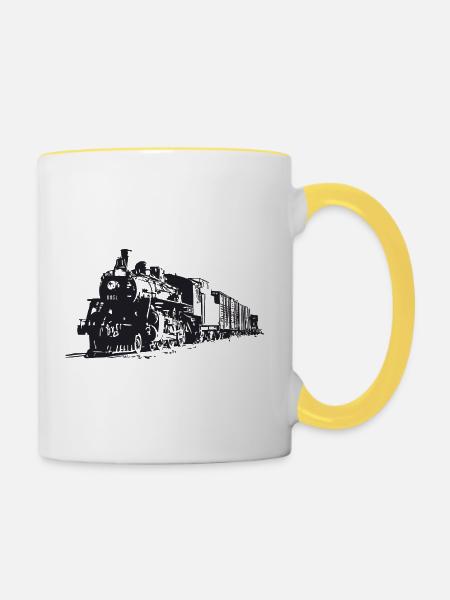 Der Zug - Tasse zweifarbig - Weiß/Gelb