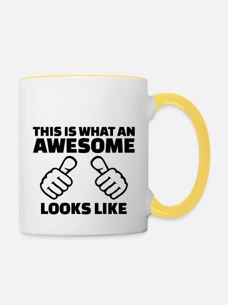 Awesome - Tasse zweifarbig - Weiß/Gelb