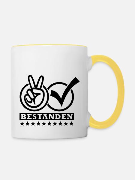 Bestanden (Victory) - Tasse zweifarbig - Weiß/Gelb
