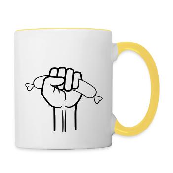 délicieux saucisses de faim griller noir grill me - Mug contrasté - blanc/jaune - Droite