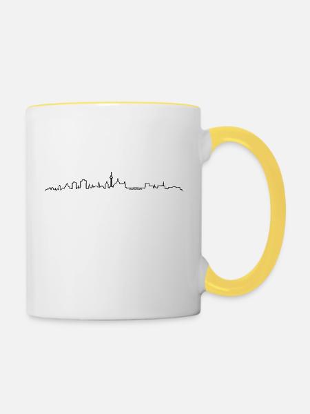 Skyline - Mannheim - Tasse zweifarbig - Weiß/Gelb