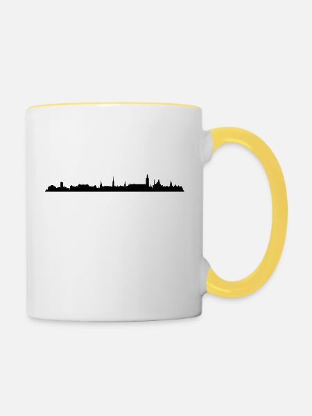Skyline - Kopenhagen - Tasse zweifarbig - Weiß/Gelb