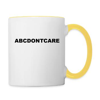 ABCDONTCARE - don't/ dont care abc Alphabet Spruch - Mug contrasté - blanc/jaune - Droite