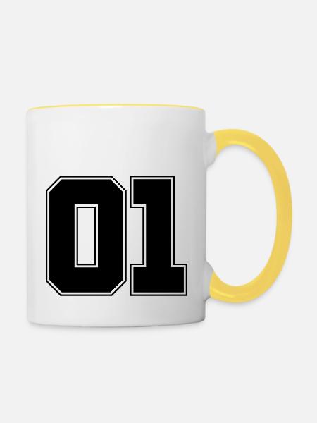 01 design - Tasse zweifarbig - Weiß/Gelb