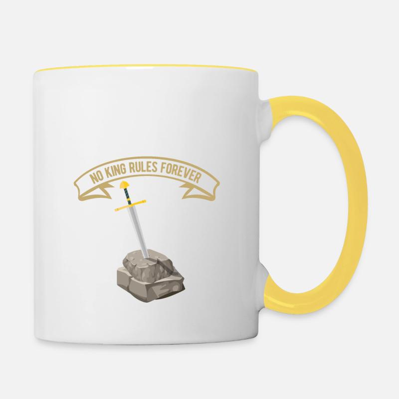 No king rules forever - cool saying myth - Contrasting Mug - white/yellow
