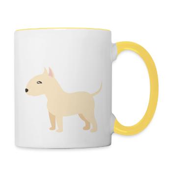 bullterrier - Tasse zweifarbig - Weiß/Gelb - Rechts