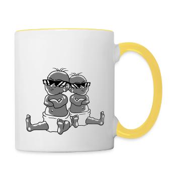 2 cool babies team friends brothers sisters zwil - Mug contrasté - blanc/jaune - Droite