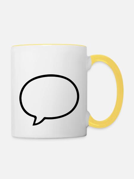 Sprechblase Comic Design - Tasse zweifarbig - Weiß/Gelb