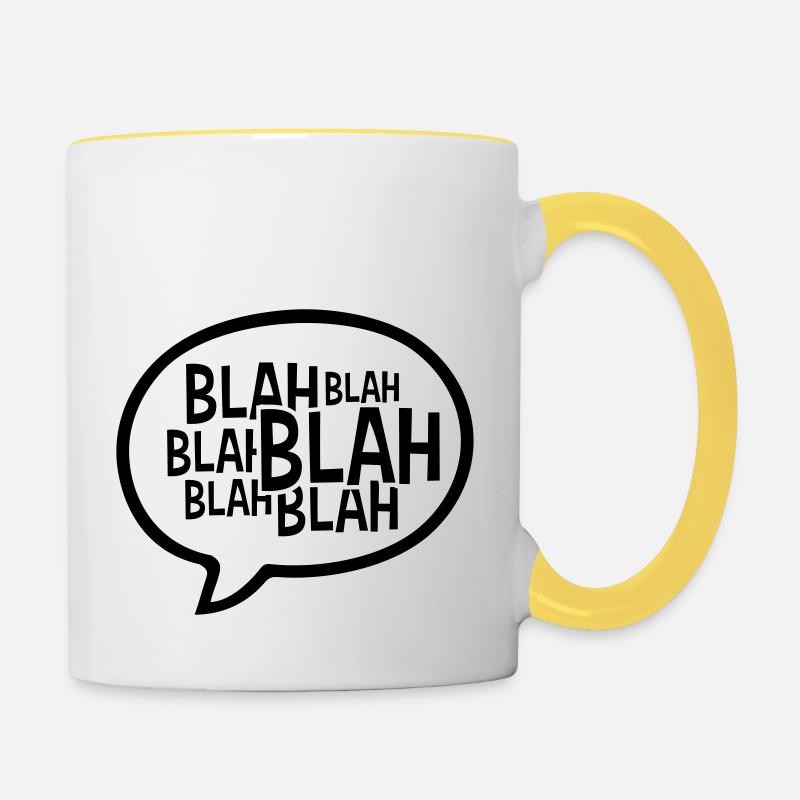 Comic Sprechblase Blah - Tasse zweifarbig - Weiß/Gelb