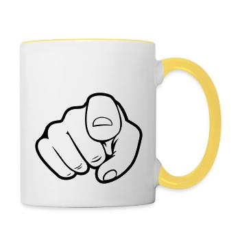 Finger Zeigen Hand - Tasse zweifarbig - Weiß/Gelb - Rechts