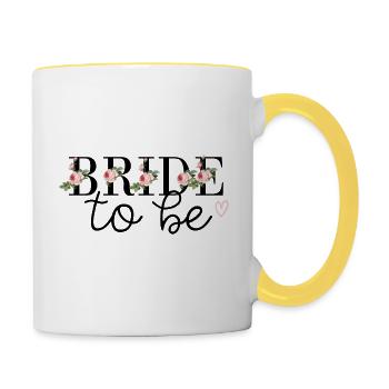 T-Shirt Femme Bride - JGA - Bride to be - Mug contrasté - blanc/jaune - Droite