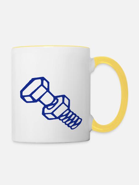 Schraube - Tasse zweifarbig - Weiß/Gelb