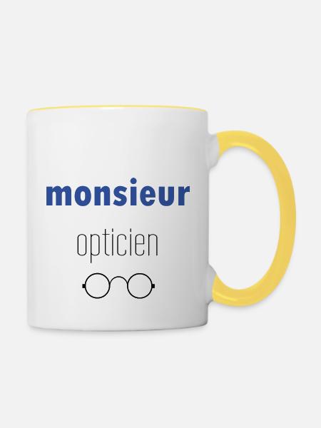Herr Optiker - Tasse zweifarbig - Weiß/Gelb