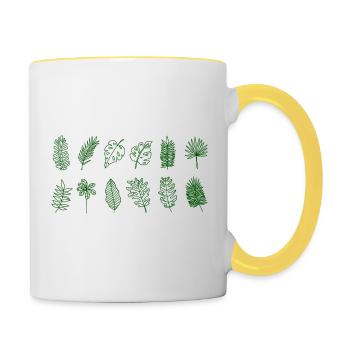 Feuilles de palmier - Mug contrasté - blanc/jaune - Droite
