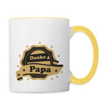 Père Merci papa - Mug contrasté - blanc/jaune - Droite