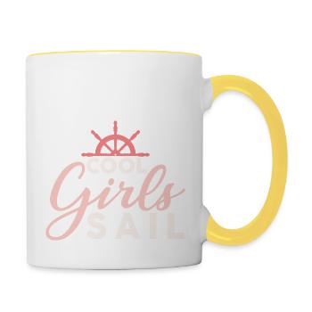 Cool Girls Sail Funny Sailing Boating - Tasse zweifarbig - Weiß/Gelb - Rechts