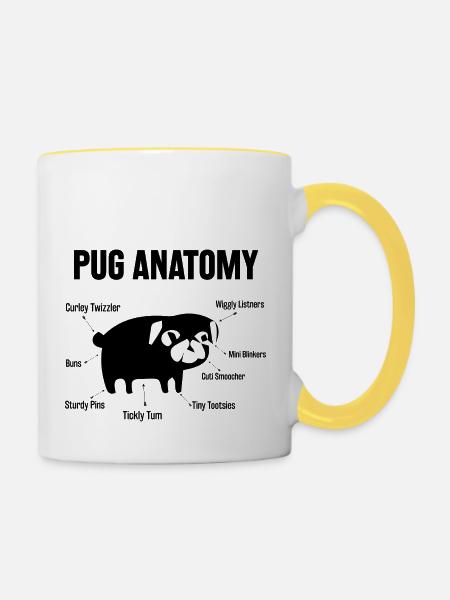 The Pug Anatomy Pug - Tasse zweifarbig - Weiß/Gelb