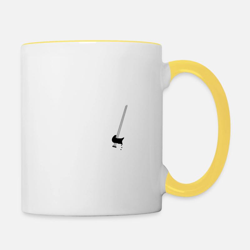herzschlag e gitarre - Tasse zweifarbig - Weiß/Gelb