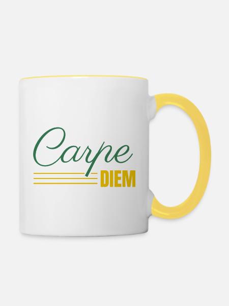 Carpe DIEM - Tasse zweifarbig - Weiß/Gelb