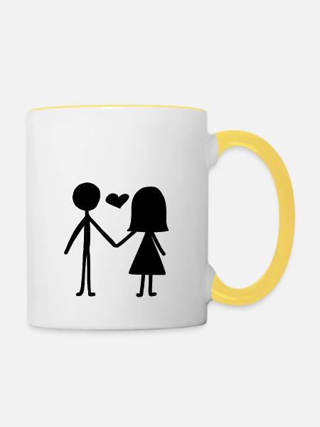 Liebe Paar - Tasse zweifarbig - Weiß/Gelb
