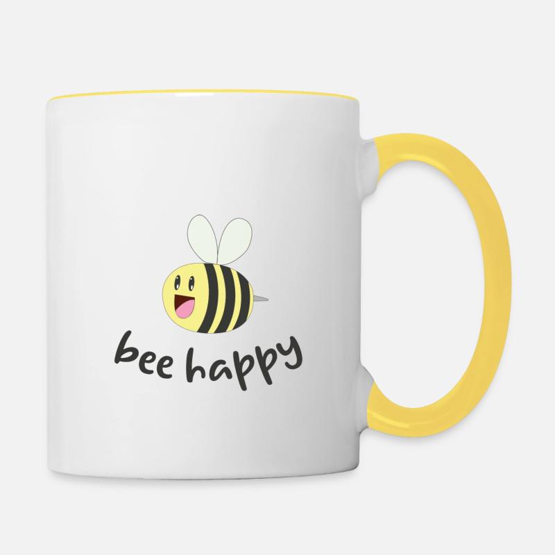 bee happy - Tasse zweifarbig - Weiß/Gelb