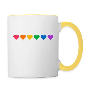 COEURS GAY PRIDE LGBT - Mug contrasté - blanc/jaune - Droite