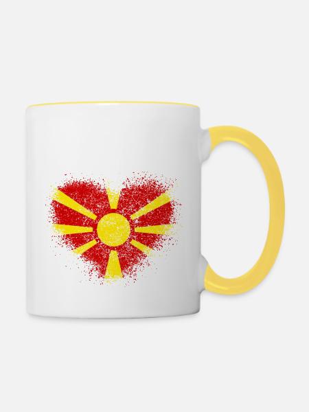Mazedonien - Tasse zweifarbig - Weiß/Gelb