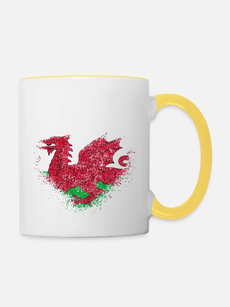 Wales - Tasse zweifarbig - Weiß/Gelb