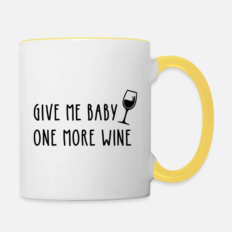 Donnez-moi un vin de plus à Bébé - Mug contrasté - blanc/jaune