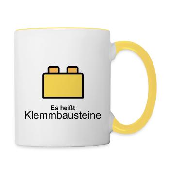 Klemmbausteine Spielzeug Steine Spielsachen Kinder - Tasse zweifarbig - Weiß/Gelb - Rechts